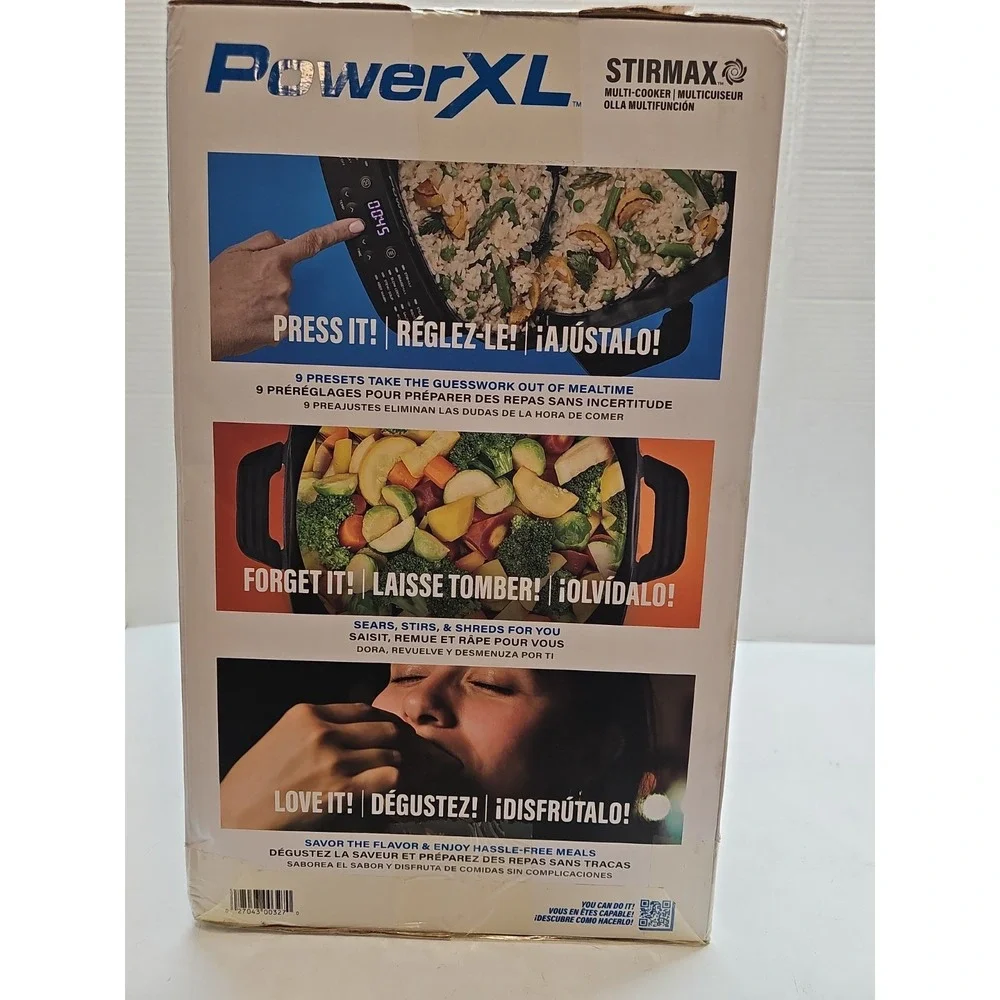 Power XL StirMax 7.5 Qt Multi-Cooker with Auto Stir/Shred Paddle w/ 9 PresetsNew